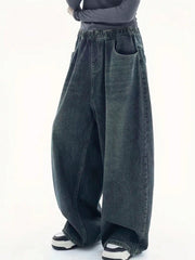 Fleece Denim Wide-Leg Pants