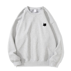 Solid Color Cartoon Print Oversized Sweatshirt