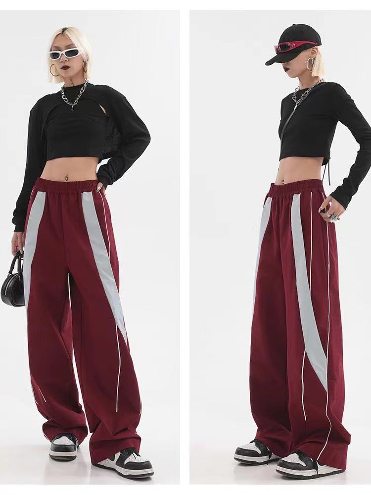 Piping Patchwork Baggy Sweatpants - fairypeony
