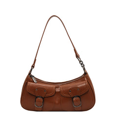Buckled Strap Pu Leather Shoulder Bag - fairypeony