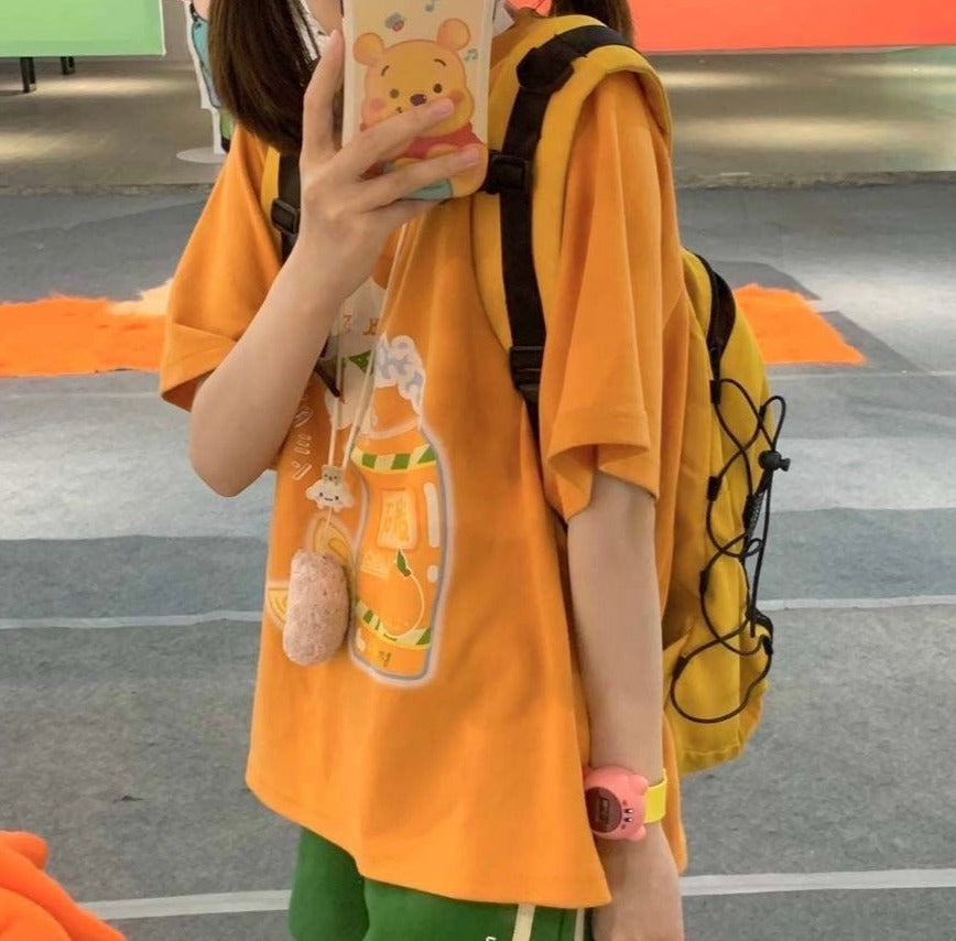 Aesthetic Cartoon Print Oversized T-shirt - fairypeony