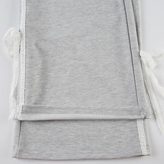 Lace Patchwork Bowknot Baggy Sweatpants