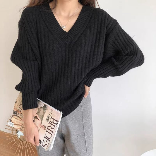 Vintage V-Neck Striped Sweater
