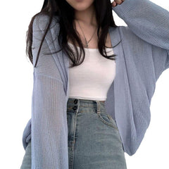 Solid Color Oversized Knitted Cardigan