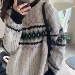 Wool Blend Geometric Pullover Sweater