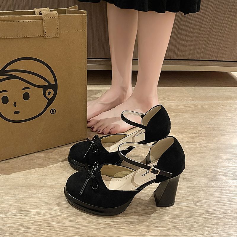 French Bow Detail High Heel Shoes - fairypeony