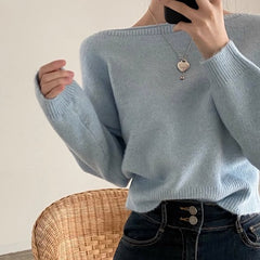Solid Color Cropped Sweater