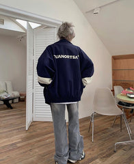 Contrast Color Block Bomber Jacket - fairypeony