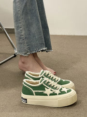 Stars Frayed Trim Sneakers - fairypeony