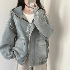 Hooded Patchwork Denim Jacket