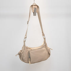 Vintage Solid Color Multi Pocket Casual Shoulder Bag