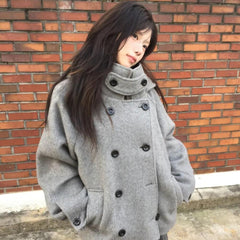 Double-breasted hooded coat