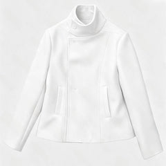 Korean style stand collar sweatshirt jacket in white