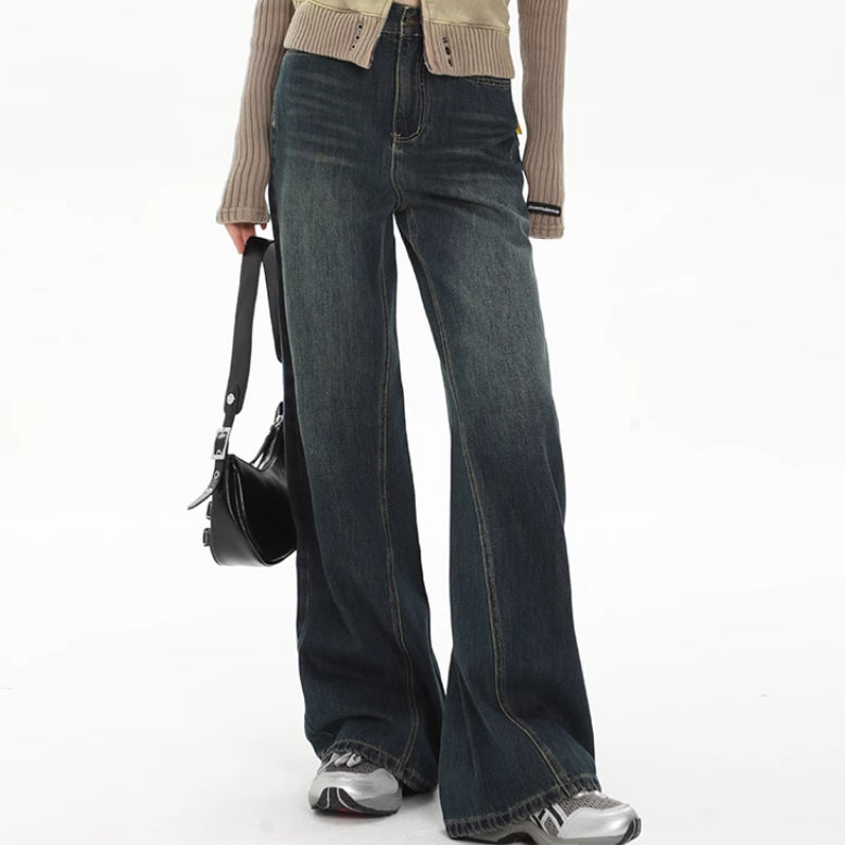 Vintage Washed High Waist Wide Leg Jeans