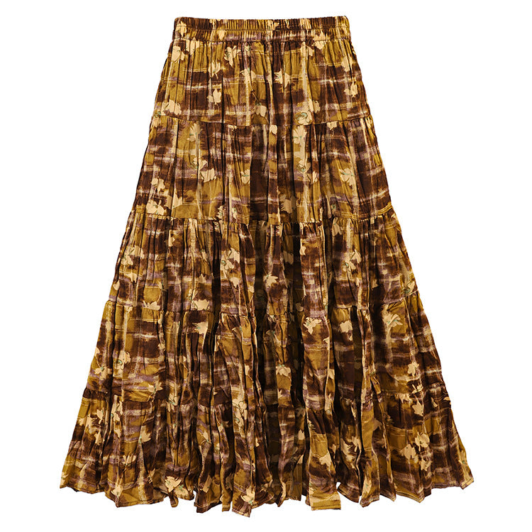Casual Floral Umbrella Maxi Skirt - fairypeony