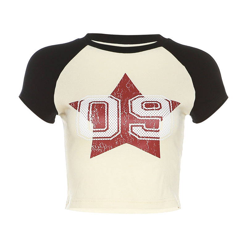 Vintage Star Logo Raglan Short Sleeve Tee - fairypeony