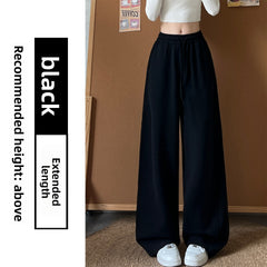 Curved Hem High-Waist Wide-Leg Sweatpants – Soft Cotton Blend Casual Trousers in Regular & Extended Length