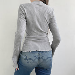 Patchwork Pleat Fungus He Long Sleeve Tee