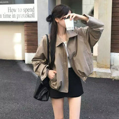 Women's Lapel Loose-Fit Short Trench Coat