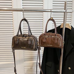 Vintage 90s Zipper Pu Leather Crossbody Bag