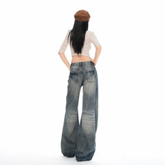 Wide-Leg Jeans – Vintage Wash Cat Whisker Stretch Denim XS–XL