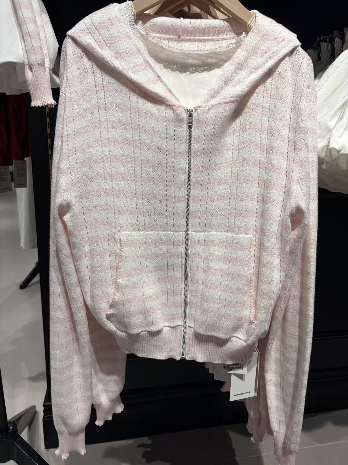 Womens Striped Hooded Knit Cardigan