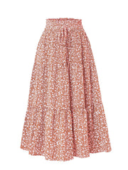 Floral Print Elastic Waist Maxi Skirt - fairypeony