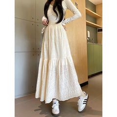 Embroidered Patchwork Spliced Maxi Skirt