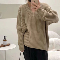 Vintage V-Neck Striped Sweater