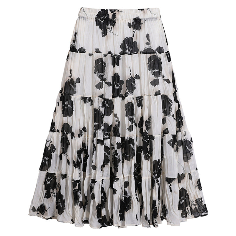 Casual Floral Umbrella Maxi Skirt - fairypeony