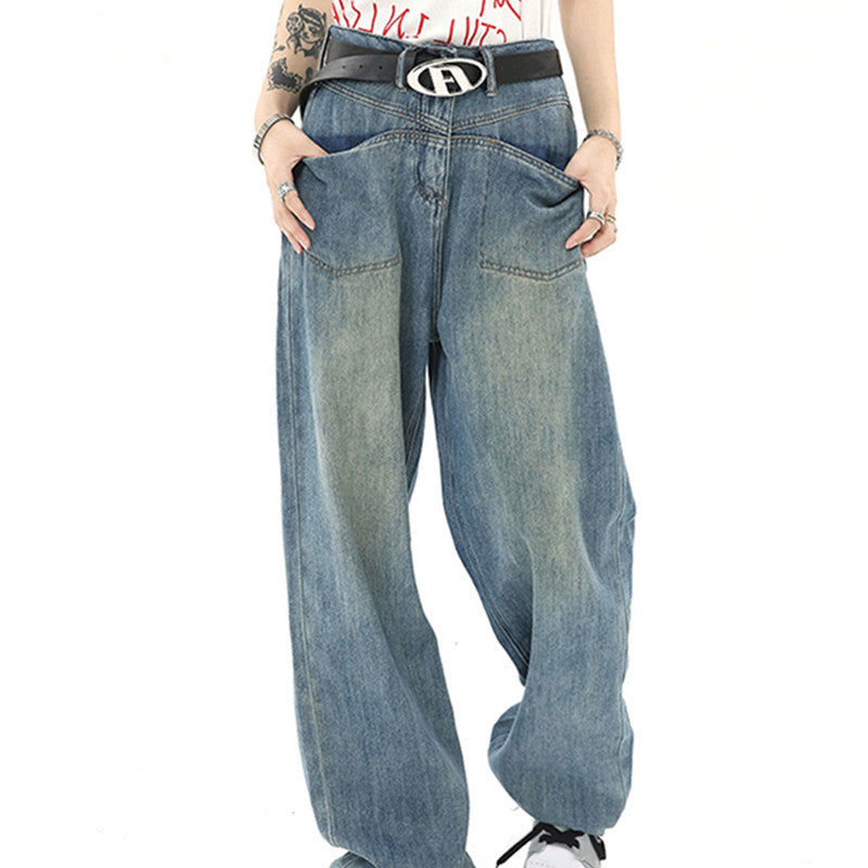 Women's Plus Size Distressed Retro Jeans - fairypeony