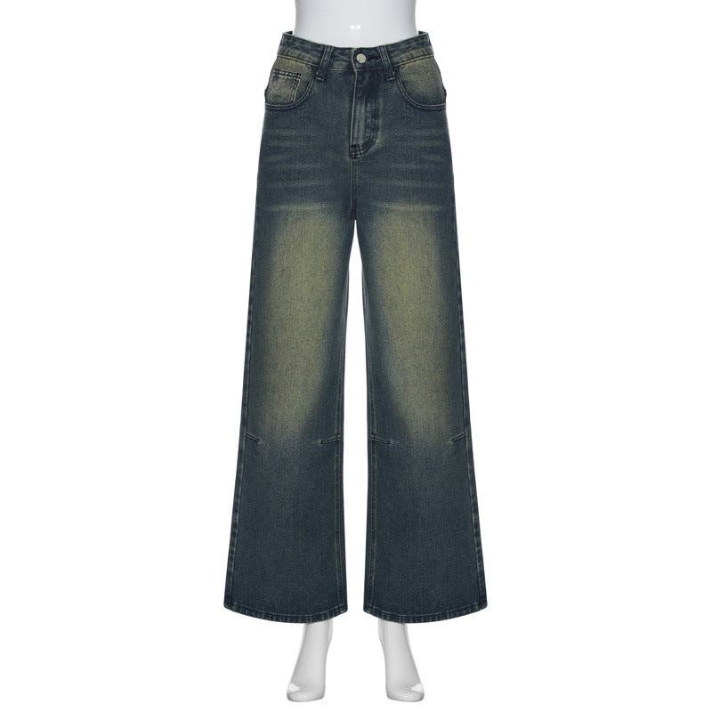 Vintage Gradient Wash Straight Leg Jeans - fairypeony
