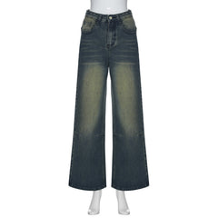 Vintage Gradient Wash Straight Leg Jeans - fairypeony