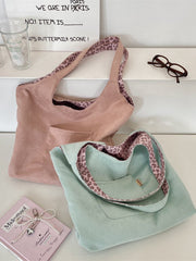 Korean Retro Leopard Print Suede Tote Bag