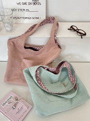 Korean Retro Leopard Print Suede Tote Bag