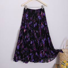 Casual Floral Umbrella Maxi Skirt - fairypeony