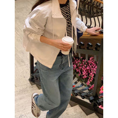 Closed Ribbon Two-Way Windbreaker Jacket - fairypeony