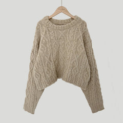 Vintage Cable Knit Cropped Sweater