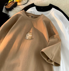 Lovely Cat Print Oversized T-shirt