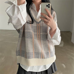 Womens Plaid Knit Vest