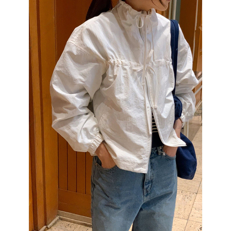 Closed Ribbon Two-Way Windbreaker Jacket - fairypeony