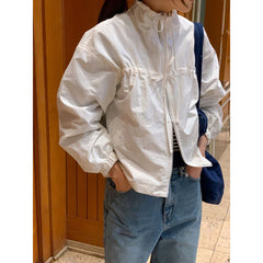 Closed Ribbon Two-Way Windbreaker Jacket - fairypeony