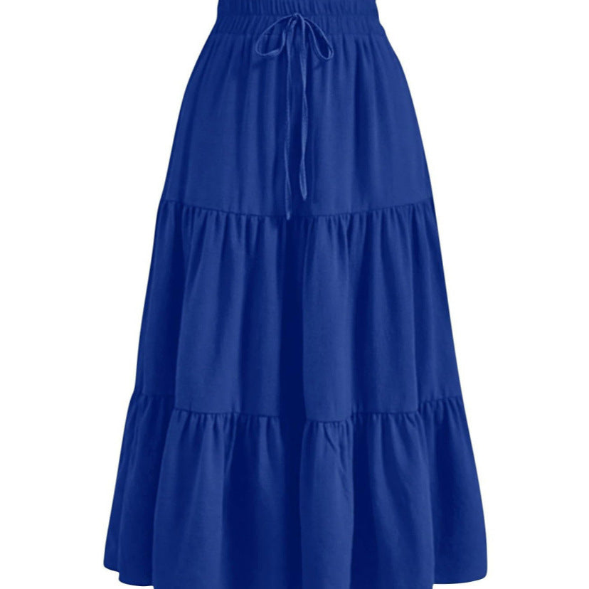 Solid Color Splicing Pleated Pocket Skirt - fairypeony