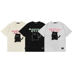 Toweling Black Cat Oversized Short Sleeve Tee
