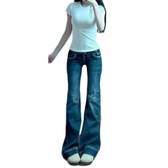 Womens Retro Flared Denim Pants