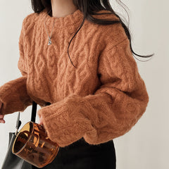 Vintage Cable Knit Cropped Sweater