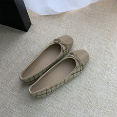 Vintage Checkered Round Toe Flat Shoes