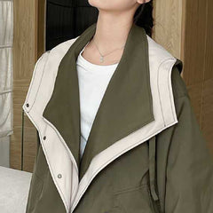 Color Block Splice Zip Up Fake Two Piece Jacket - fairypeony