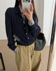 Long Sleeve Knit Polo Sweater