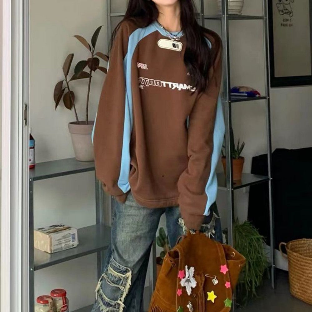 Vintage Print Raglan Sweatshirt - fairypeony